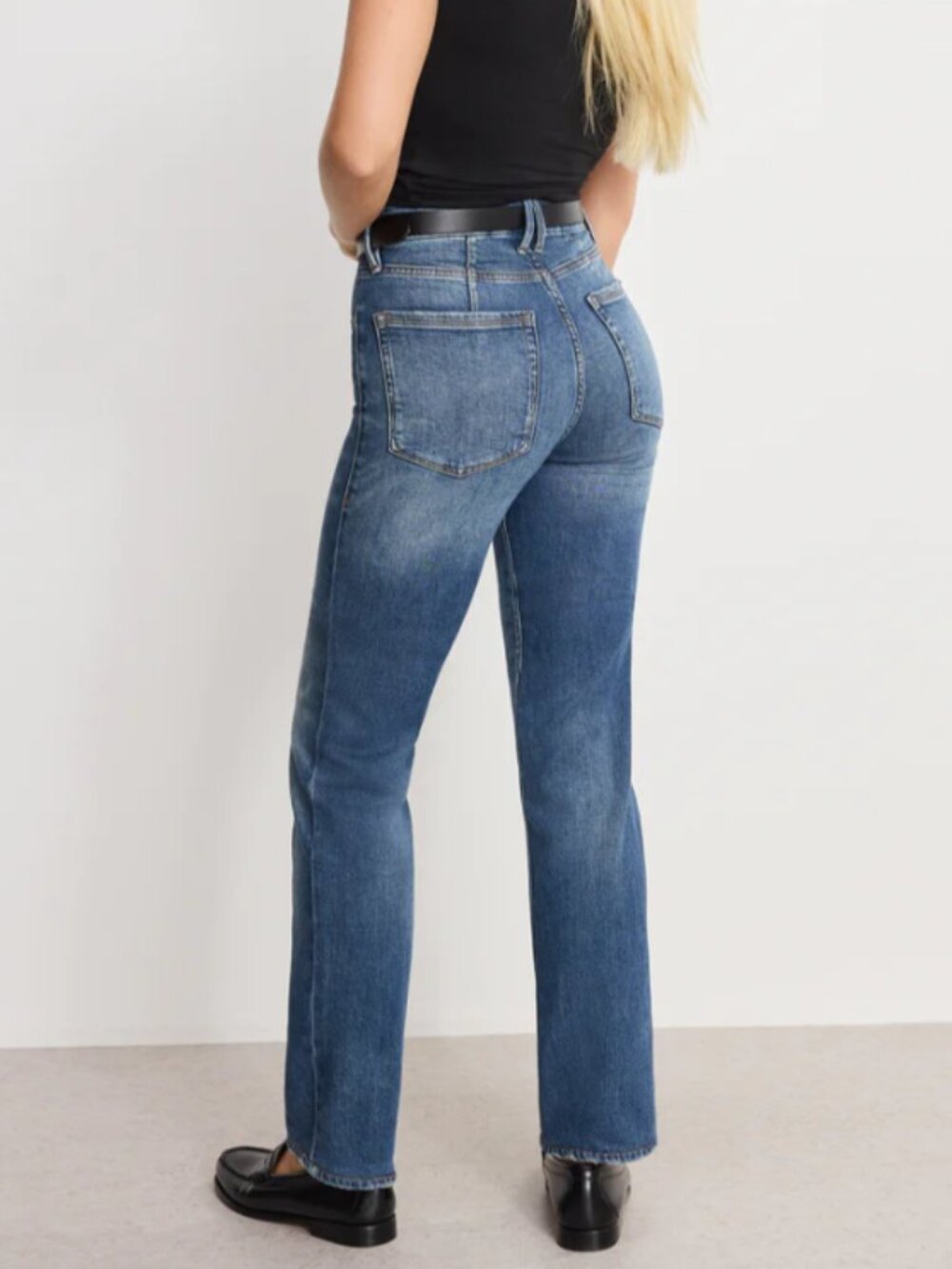 Good American Good Icon Cropped Straight Jeans Indigo480 Size 6/28 - Picture 2 of 6